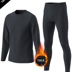 Men's Warm Sport Set Long Sleeve Crew Neck Tee & Compression Pants