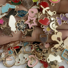 200pcs Mixed Drip Alloy Pendants Enamel Charms for DIY Necklace Jewelry