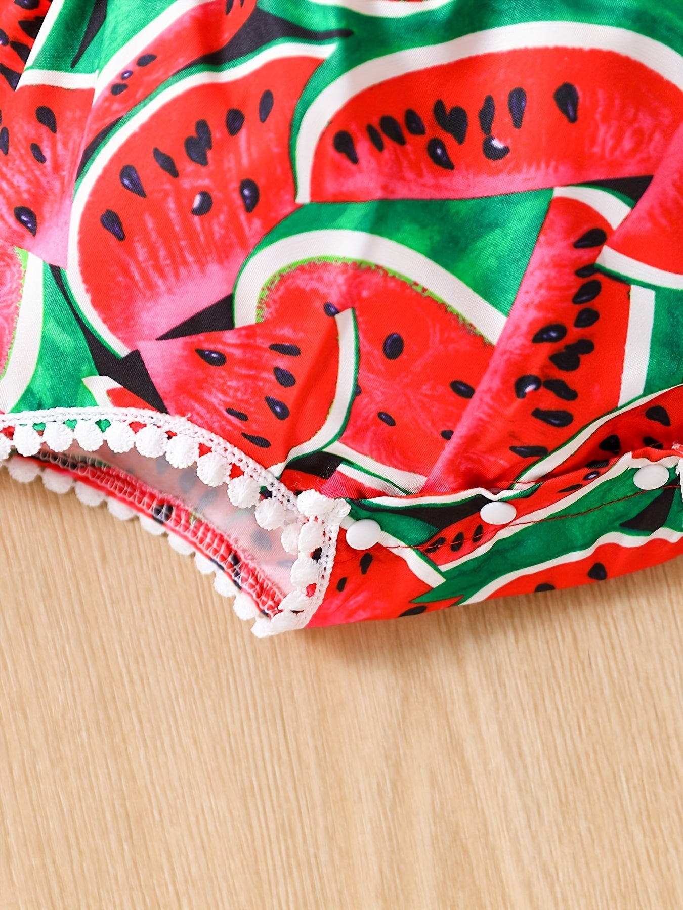 2pcs Baby Girls Watermelon Print Onesie & Headband Set