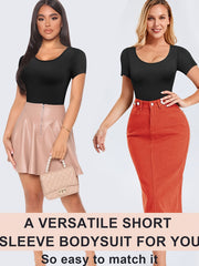 Short Sleeve Shaping Bodysuit Tummy Control Butt Lifting Crew Neck Body Shaper