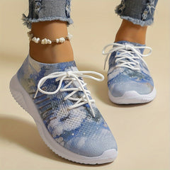 Women's Ink Print Mesh Sneakers Breathable Soft Sole Running Shoes