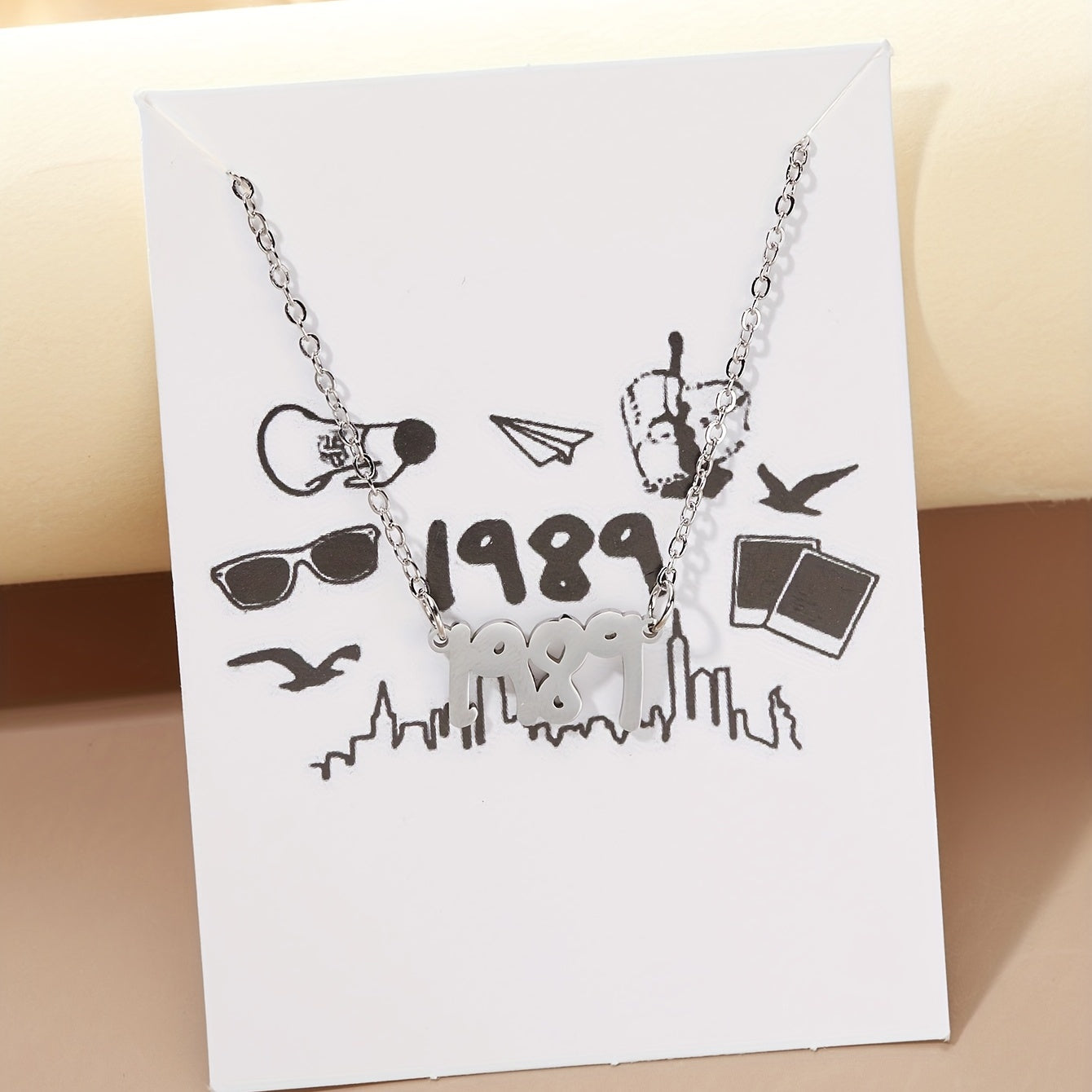 Lucky Number 1989 Charm Necklace Year Number Charm Necklace Clavicle Chain