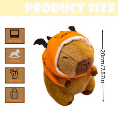 Capybara Plush Toy w/ Pumpkin Bat Headband Soft Anime Stuffed Animal Halloween C