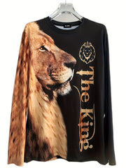 LION 3D Print Graphic Sweatshirt Loose Pullover Men's Clothing