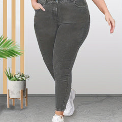 Solid High Rise Skinny Jeans