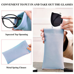 Portable Travel PU Leather Eyeglasses Case Soft Sunglass Organizer Pouch