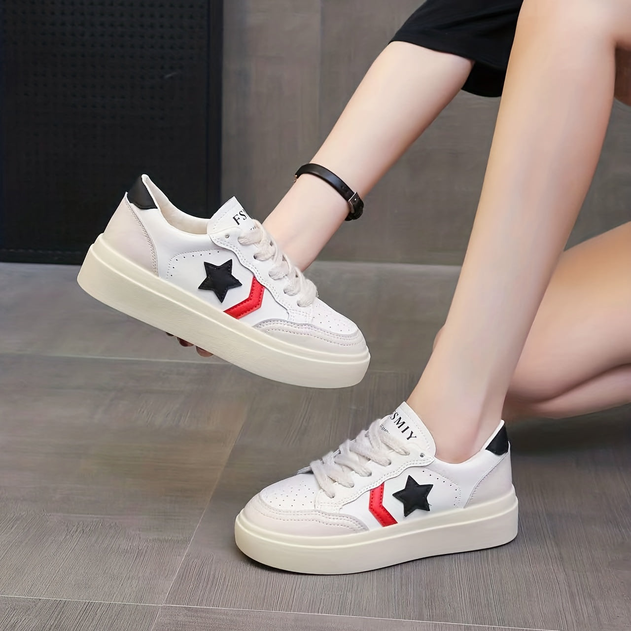 Women's Star Pattern Skate Shoes Thick Bottom Sport Shoes