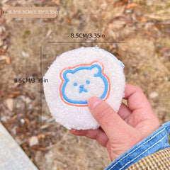 Cartoon Animal Plush Coin Purse Zipper Round Storage Bag for Earphone Key
