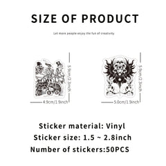 50pcs Gothic Skull Stickers Laptop Waterproof Vinyl Halloween Decoration