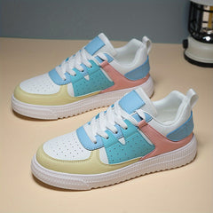 Women's Lightweight Faux Leather Skate Shoes Non Slip Casual Sneakers