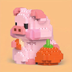 Animal Building Blocks Gluttonous Pig Model Small Building Blocks Gift