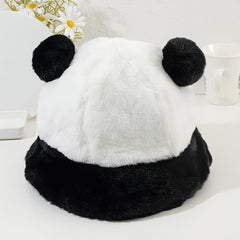 Panda Fisherman Hat Winter Plush Ear Protection Bucket Hat Warm Hat