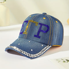 Rhinestone Denim Baseball Cap Distressed Dad Hats Y2K Sun Hats
