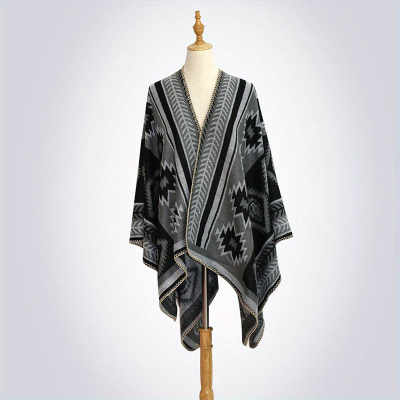 Vintage Puzzle Jacquard Shawl Thick Boho Wrap