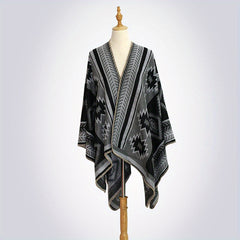 Vintage Puzzle Jacquard Shawl Thick Boho Wrap