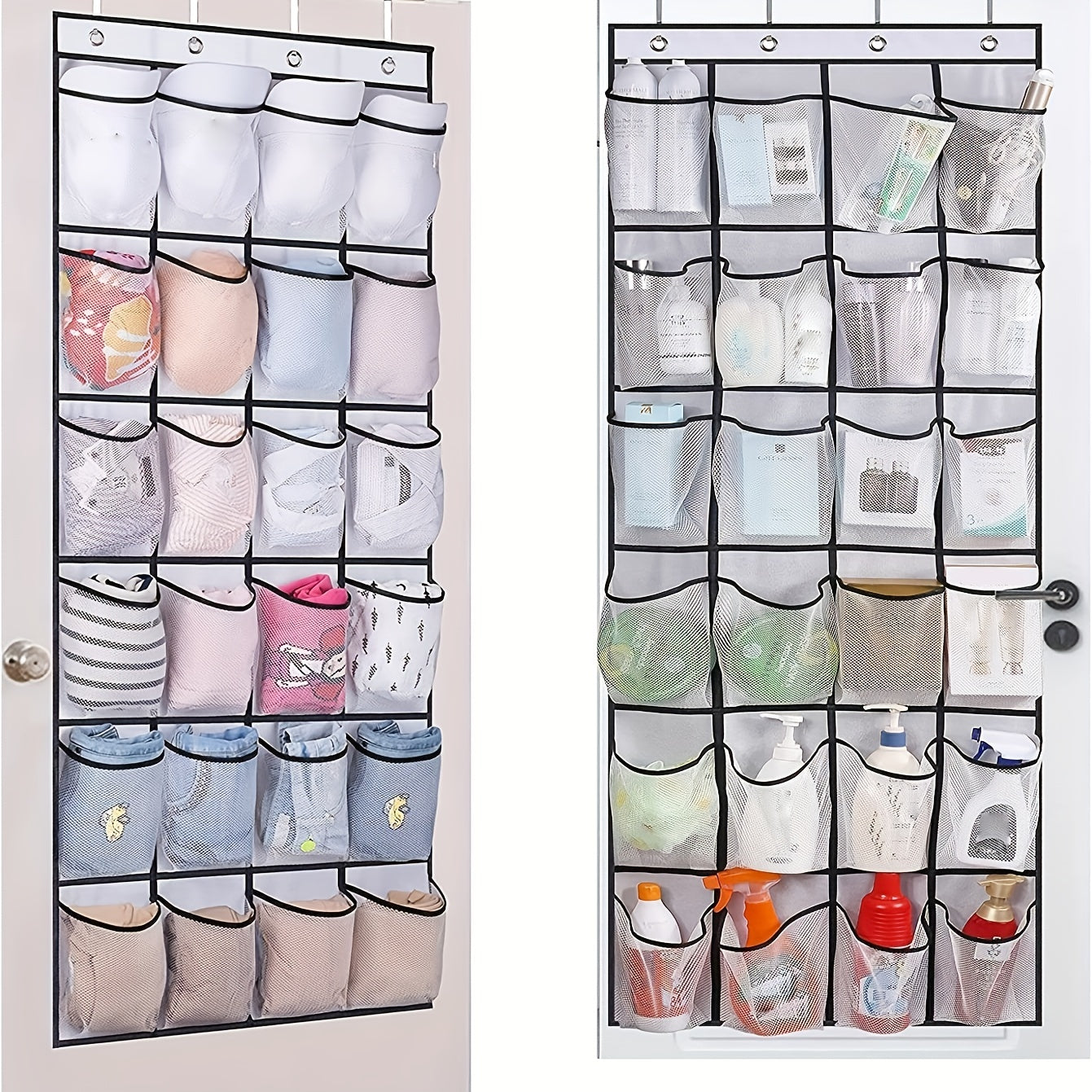 Over The Door Shoe Rack with 28 Large Mesh Pockets Organizer