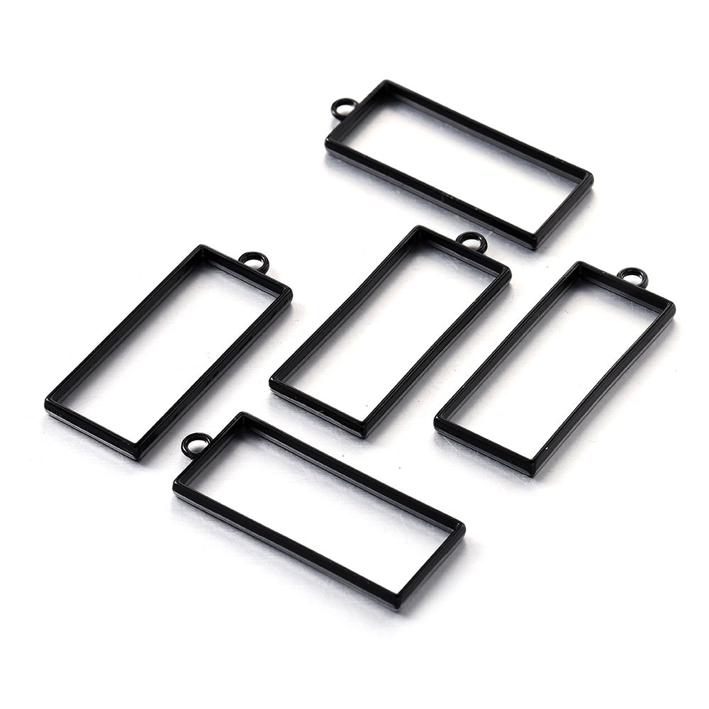 10Pcs Thin Square Rectangle Hollow Frame Pendant Charm for DIY Jewelry Making