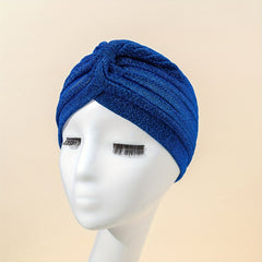 Solid Pleated Turban Cap Casual Head Wrap Elastic Hijab Bonnet Women Bandana