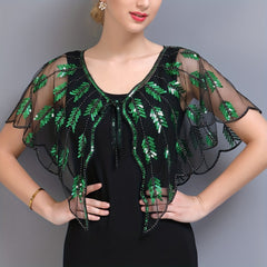 1920s Beaded Sequin Shawl Flapper Cape