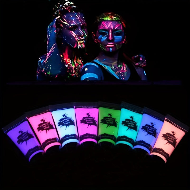 8 Vibrant UV Blacklight Body Paint Colors