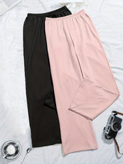 2 Pack Plus Size Basic Loungewear Bottoms Set Women's Plus Comfort Solid