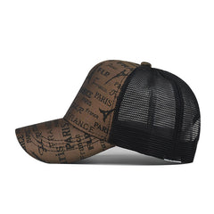 Men's Paris Embroidered Baseball Cap Mesh Hip Hop Trucker Sun Hat