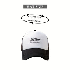 Hot Mess Print Trucker Hat Unisex Hip Hop Mesh Baseball Cap
