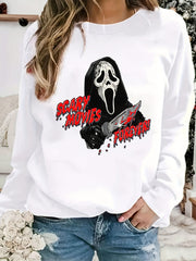 Scary Movies Print Crew Neck Sweatshirt