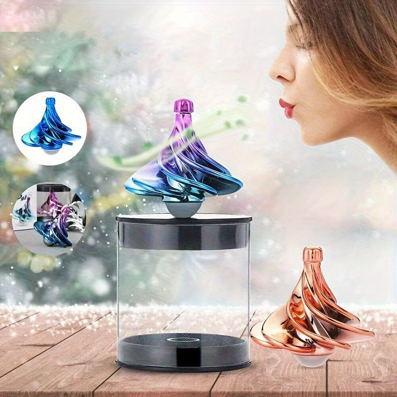 Vibrant Wind Powered Spinning Desk Ornament - Golden/Purple