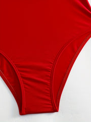 V Neck One Piece Swimsuit Contrast Band Backless High Cut Bathing Suit