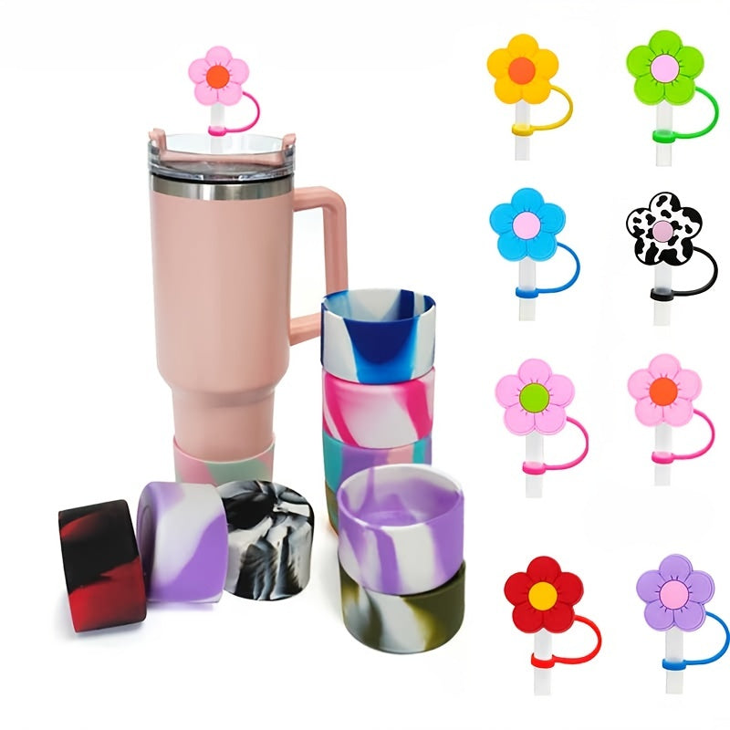 Tumbler Silicone Sleeve & Reusable Straws Set