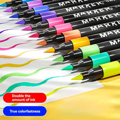 12 Acrylic Markers Non Bleeding Waterproof Doodle Pens for Canvas Wood Glass Fab