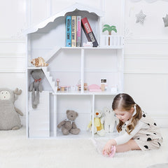 Large Bookcase Bookshelf Wooden Dollhouse Playset Toys Kids Gift