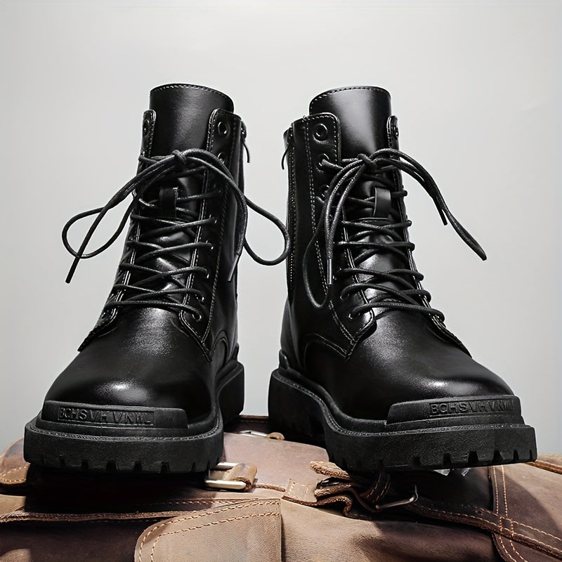 Men's Preppy Style Side Zipper Service Boots