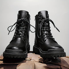 Men's Preppy Style Side Zipper Service Boots