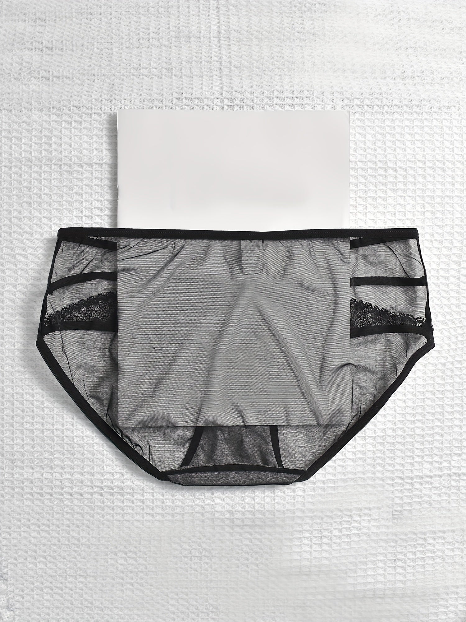 3 Pack Sexy Plus Size Lace Mesh Low Rise Briefs Set