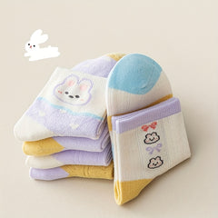 5 Pairs Girls Cartoon Animal Ankle Socks for Toddlers