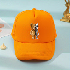 Mesh Print Mechanical Bear Baseball Cap Sunshade Breathable Duck Tongue Cap