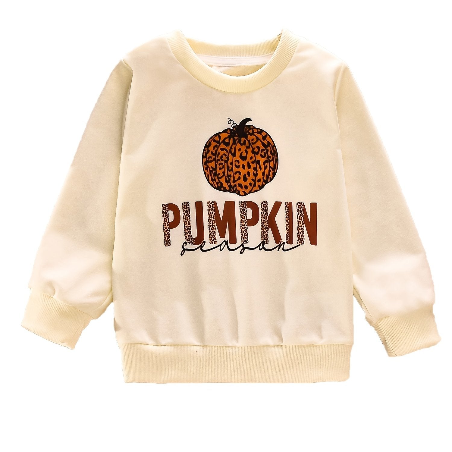 Boys Pumpkin Print Crew Neck Sweatshirt Long Sleeve Casual Top