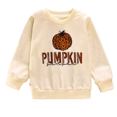Boys Pumpkin Print Crew Neck Sweatshirt Long Sleeve Casual Top