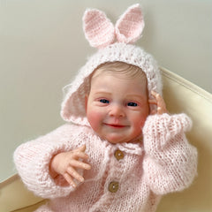 18" Reborn Doll Pink Knitted Sweater Soft Vinyl Body Hand-painted Hair Makeup