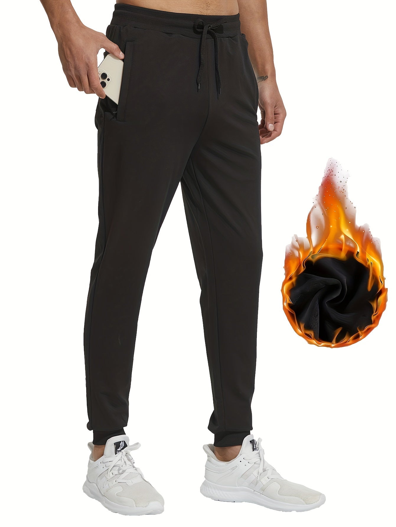 Men's Drawstring Fleece Sweatpants Casual Jogger Pants Autumn Winter