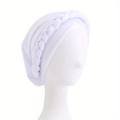 Solid Braided Turban Cap Forehead Cross Pre-tied Head Wrap