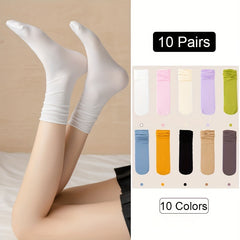 10 Pairs Comfy & Breathable Mid Tube Socks Women's Stockings
