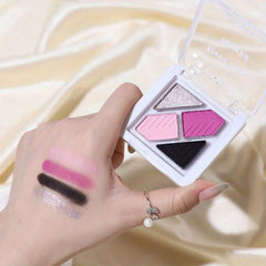 Portable 4 Eyeshadow Palette Pink Summer Green Contrast Mini Pocket