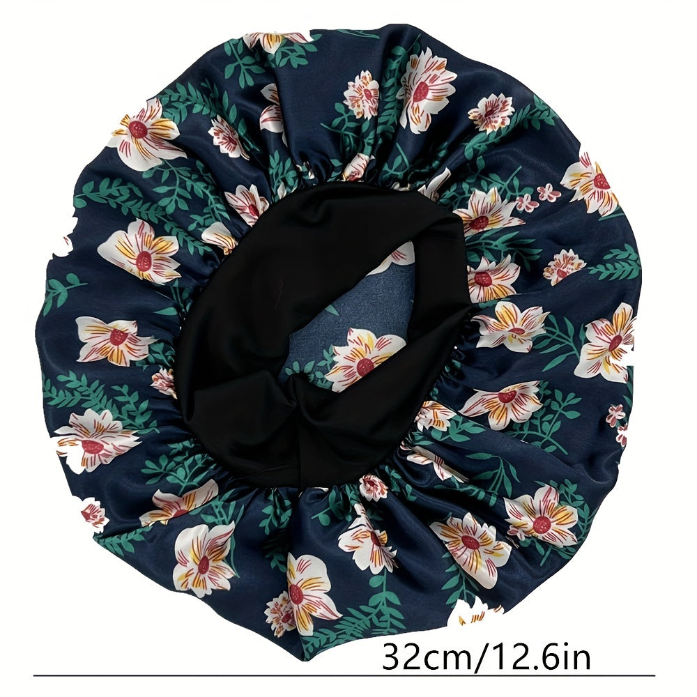 Flower Print Satin Bonnet Night Cap for Women