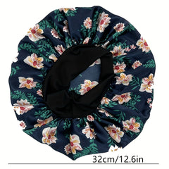 Flower Print Satin Bonnet Night Cap for Women