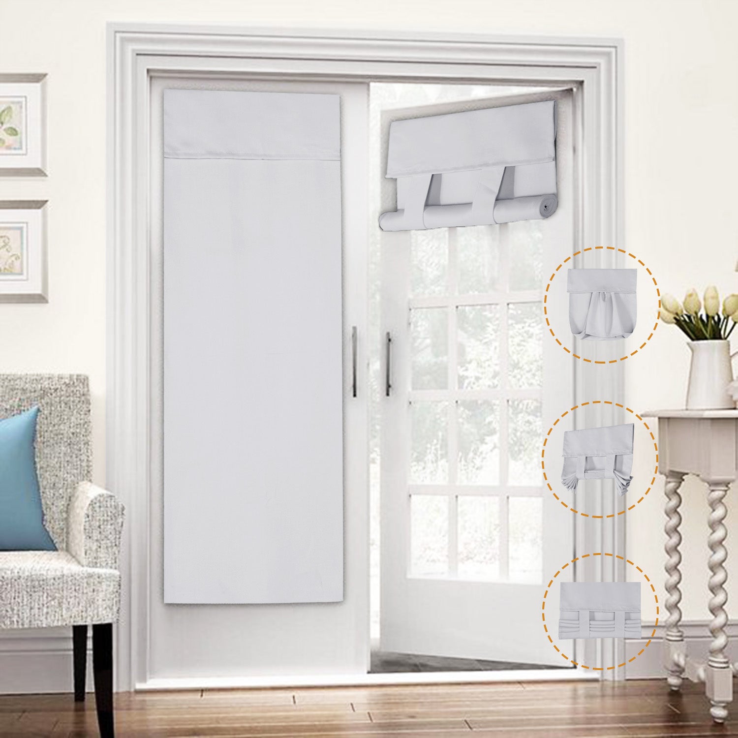 French Blackout Door Curtain - Solid Blackout Door Curtain