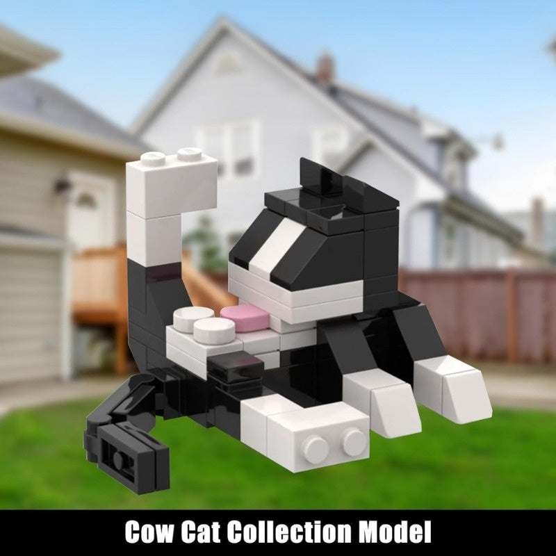 Cat Licking Butt Building Block Set Tuxedo Cat Toy 120pcs