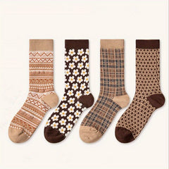 Geometric Pattern Retro Style Socks Women's Stockings